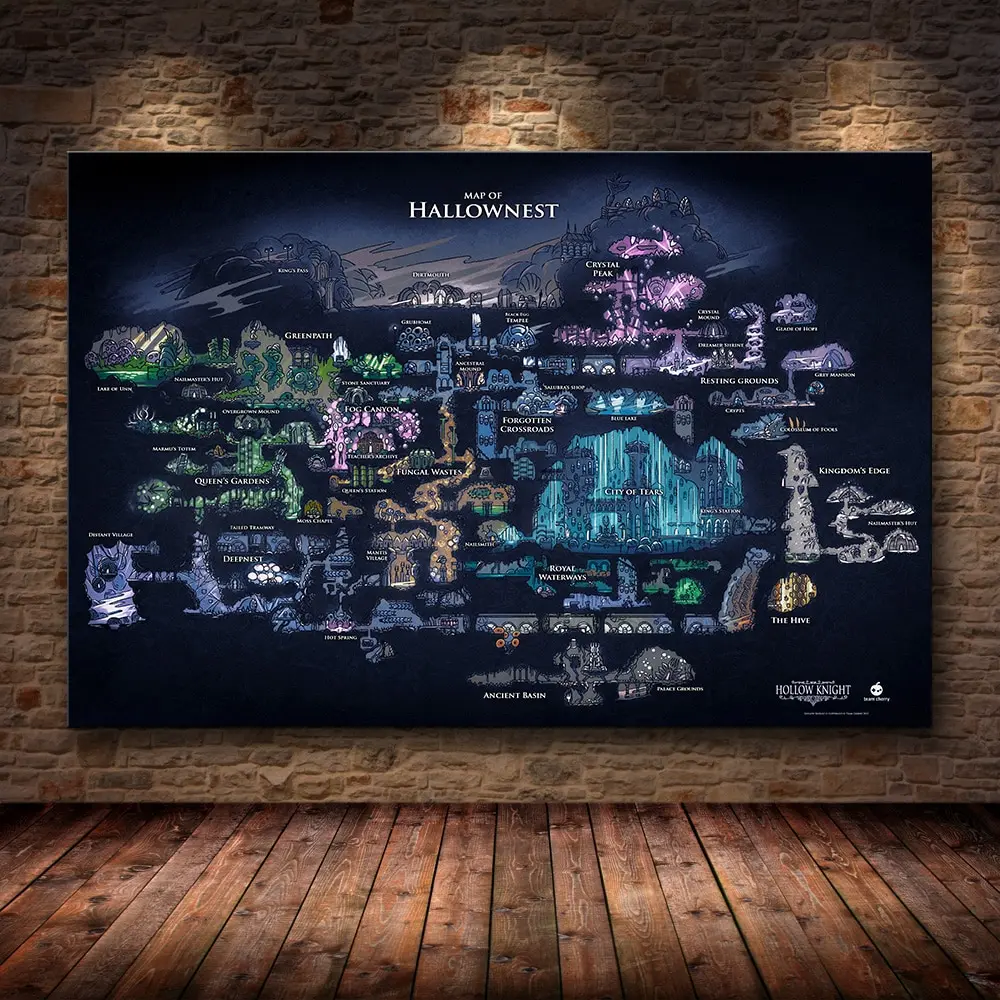 Star Map Poster - Poster Permainan Peta Hollow Knight Hallownest