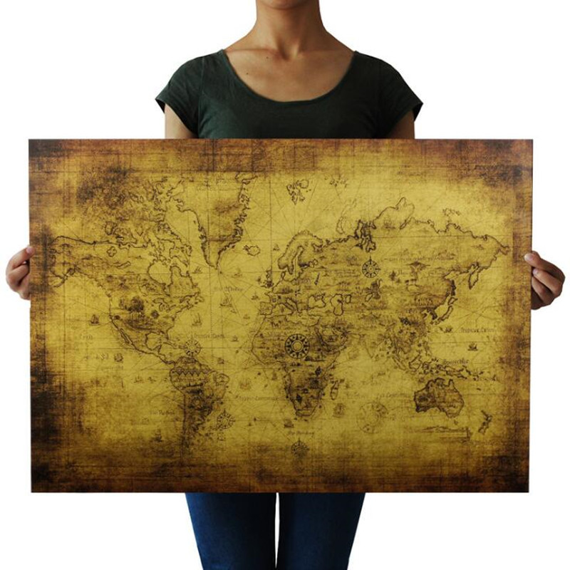 Star Map Poster - Stiker Dinding Kertas Kraft Retro Dekorasi